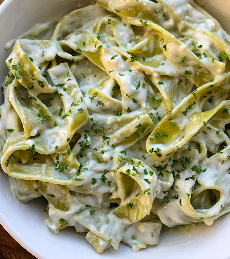 GlutenFree Spinach Fettucine with Greek Yogurt Alfredo Taste