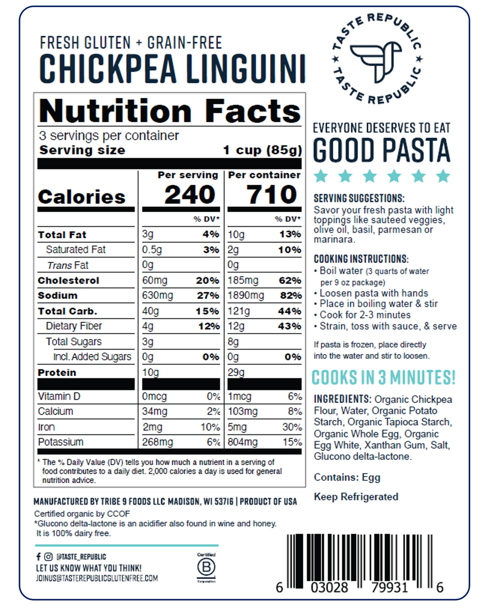 Fresh Gluten + Grain-Free Chickpea Linguini - Organic (6-Pack)