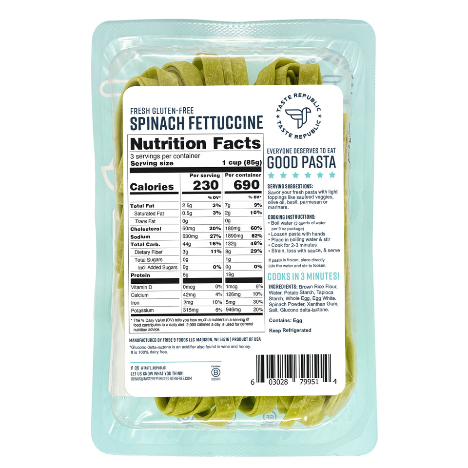 Fresh Gluten-Free Spinach Fettuccine (6-Pack)